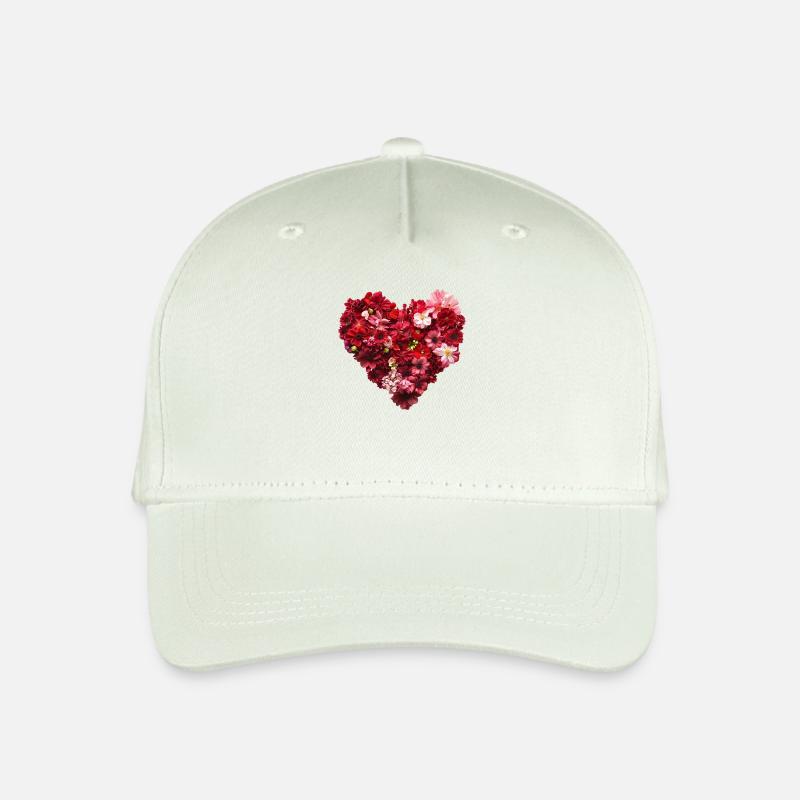 Herz aus roten Blüten - Leidenschaftliche Blumenpr - Kinder Bio Basecap - Helles Mintgrün