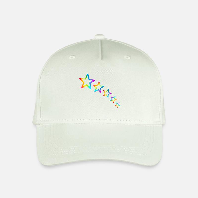 Stern bunte Sterne Regenbogen Farbverlauf - Kinder Bio Basecap - Helles Mintgrün