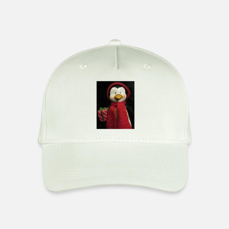 Pinguin mit Hut, Schal und Geschenk - Kinder Bio Basecap - Helles Mintgrün