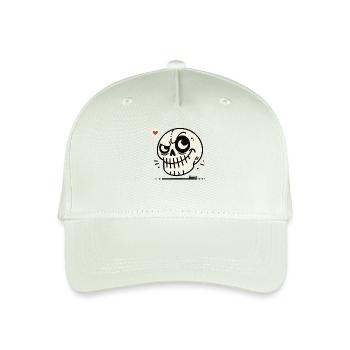Funny cartoon skull skull with heart - Organic Kids’ Baseball Cap - light mint green - Front