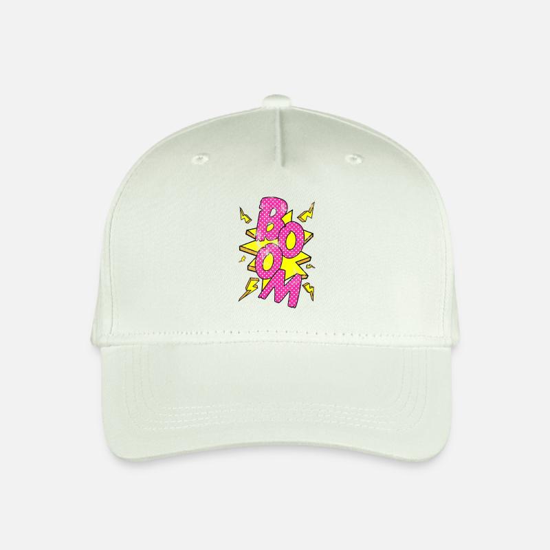 Pop Art / Comic: BOOM - Sprechblase, Blitze - Kinder Bio Basecap - Helles Mintgrün