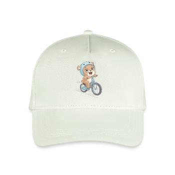 Cute Cyclist Bear with Helmet Bicycle Sport - Organic Kids’ Baseball Cap - light mint green - Front