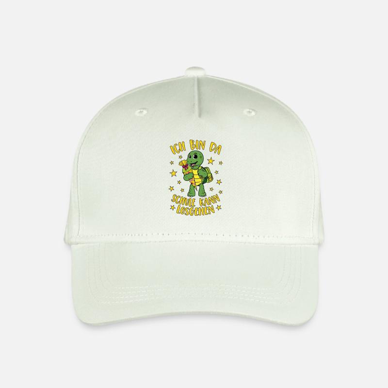 Schildkröte Spruch Ich bin da Schule kann losgehen - Kinder Bio Basecap - Helles Mintgrün