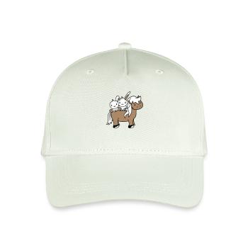 2 Bunny Bird Horse Riding Rider Horse Waving - Organic Kids’ Baseball Cap - light mint green - Front