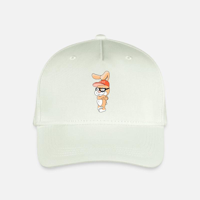 Cooler Hase Kaninchen mit Cap und Brille - Kinder Bio Basecap - Helles Mintgrün