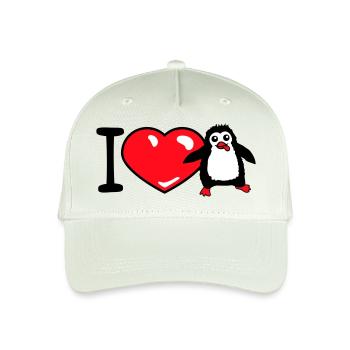 I Love Pinguin Liebe Herz Symbol Süß Kind Baby - Kinder Bio Basecap - Helles Mintgrün - Vorne