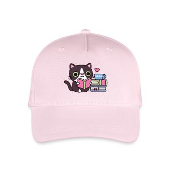 Süße Smoking-Katze liebt es, Bücher zu lesen - Kinder Bio Basecap - Hellrosa - Vorne