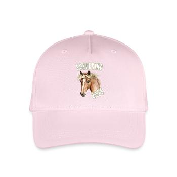 Schulkind 2025 - Einschulung - Pferd Pony Reiterin - Kinder Bio Basecap - Hellrosa - Vorne