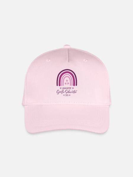 Große Schwester 2026 Regenbogen - Kinder Bio Basecap - Hellrosa