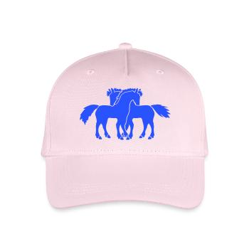 2 Pferde Team Pony Fohlen Pärchen Verliebt Freunde - Kinder Bio Basecap - Hellrosa - Vorne