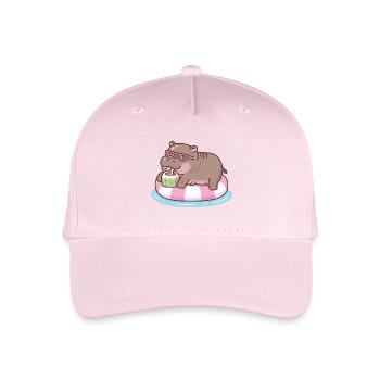 Niedliches Nilpferd Chillt Auf Pool Float Trinken Kokosnuss - Kinder Bio Basecap - Hellrosa - Vorne