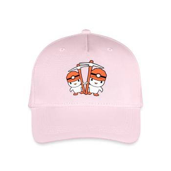 2 Enten Bergmann Spitzhacke Helm Lampe Freunde Süß - Kinder Bio Basecap - Hellrosa - Vorne