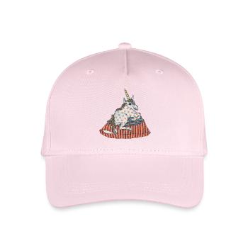 Little unicorn chilling on a pile of pillows - Organic Kids’ Baseball Cap - light pink - Front