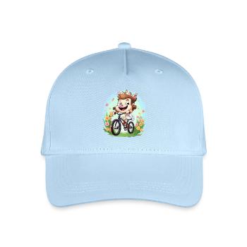 Fröhlicher Tierfreund auf Fahrrad - Kinder Bio Basecap - Hellblau - Vorne
