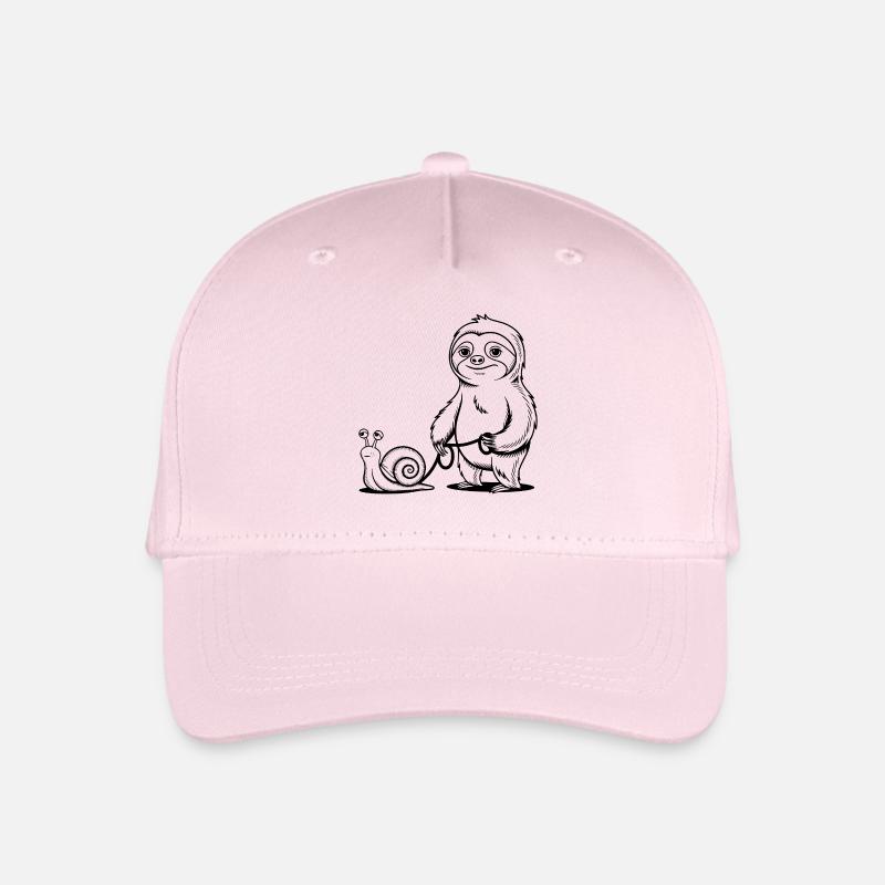 Faultier und Schnecke - Gassi gehen - Kinder Bio Basecap - Hellrosa