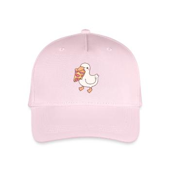Cute White Ducky With Pepperoni Pizza Slice - Organic Kids’ Baseball Cap - light pink - Front