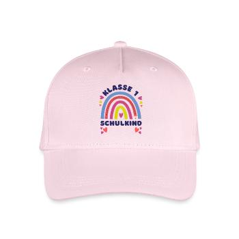 Einschulung Geschenk 2025 Klasse 1 Schulkind Name - Kinder Bio Basecap - Hellrosa - Vorne