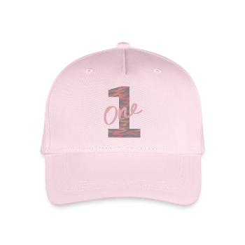 Zahl / 1 / Ein Jahr / Erster / Geburtstag / Nummer - Kinder Bio Basecap - Hellrosa - Vorne