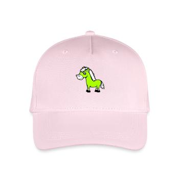Pferd steht Reiter Cartoon reiten süß Comic Cool - Kinder Bio Basecap - Hellrosa - Vorne