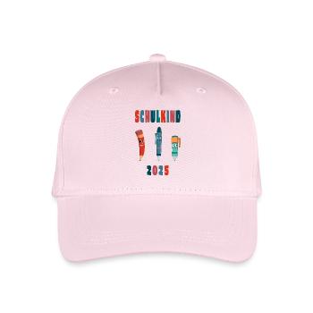 Schulkind 2025 - lustige Stifte - Kinder Bio Basecap - Hellrosa - Vorne