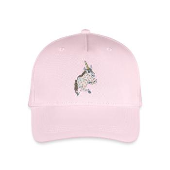 Einhorn mit kleinen gelben Blümchen und Sternchen - Kinder Bio Basecap - Hellrosa - Vorne