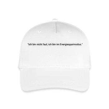 Ich bin nicht faul, ich bin im Energiesparmodus. - Kinder Bio Basecap - Weiß - Vorne