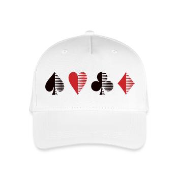 Kartensymbole Pik, Herz, Kreuz, Karo - Kinder Bio Basecap - Weiß - Vorne