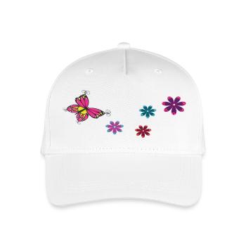 Schmetterling mit Blüten - Kinder Bio Basecap - Weiß - Vorne