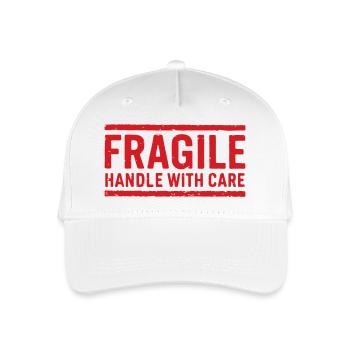 Fragile Handle with Care Versandetikett - Kinder Bio Basecap - Weiß - Vorne