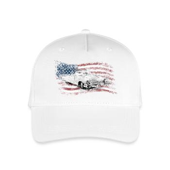 Cadillac Oldtimer Auto USA Amerika Fahne Cabrio - Kinder Bio Basecap - Weiß - Vorne