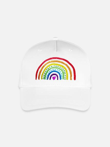 Regenbogen-Glitzer - Kinder Bio Basecap - Weiß