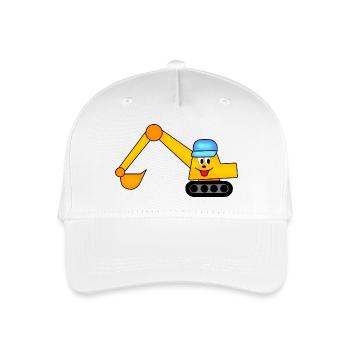 Bagger mit Kappe, Bagger Kinder - Kinder Bio Basecap - Weiß - Vorne