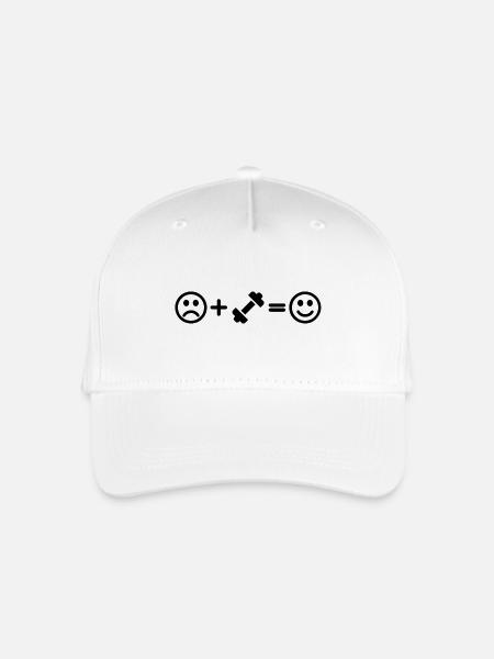 Hantel Smiley Kraftsport Gewichte Fitness - Kinder Bio Basecap - Weiß