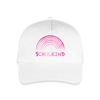 Schulkind Kreide Regenbogen pink zur Einschulung - Kinder Bio Basecap - Weiß - Vorne