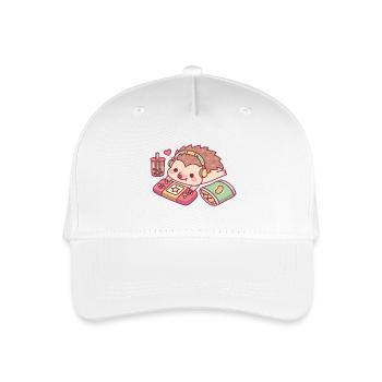 Süßer Igel Relax Gamer Mit Boba Und Snack - Kinder Bio Basecap - Weiß - Vorne