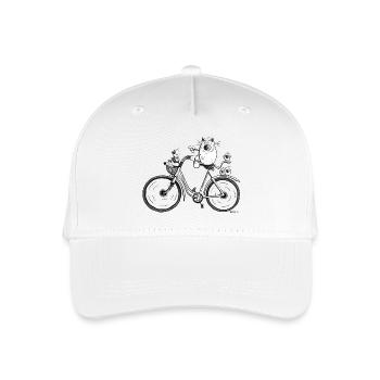 Katze auf Radtour - Kinder Bio Basecap - Weiß - Vorne