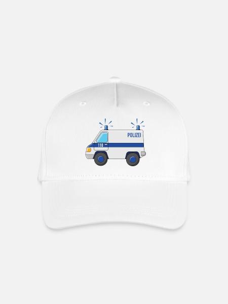 Polizeiauto 110 - Kinder Bio Basecap - Weiß