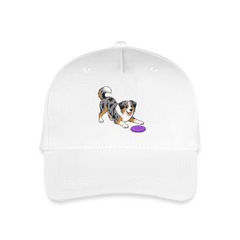 Frohen Australian Shepherd mit Frisbee. - Kinder Bio Basecap - Weiß - Vorne