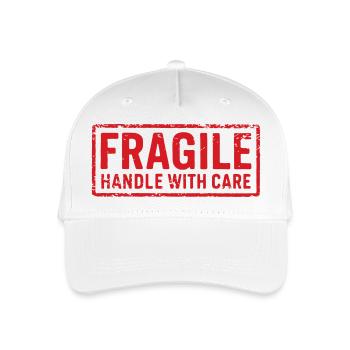 Fragile Handle with Care Versandetikett - Kinder Bio Basecap - Weiß - Vorne