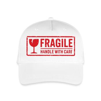 Fragile Handle with Care Versandetikett - Kinder Bio Basecap - Weiß - Vorne