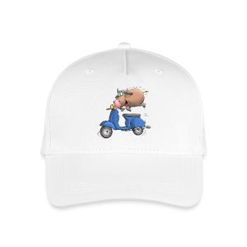 Moped Cartoon Stier - Kinder Bio Basecap - Weiß - Vorne
