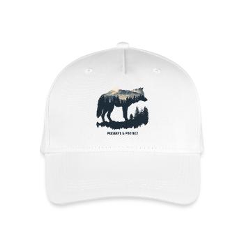 Wolf Wölfe Wildnis Heulen Wald Preserve & Protect - Kinder Bio Basecap - Weiß - Vorne
