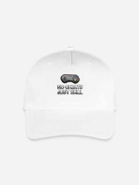NO CHEATS JUST SKILL + SNES Controller - Gaming - Kinder Bio Basecap - Weiß