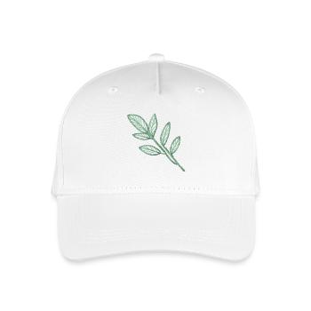 Mintgrüne Blätter im Stickerei-Look - Kinder Bio Basecap - Weiß - Vorne