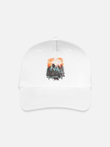 Wald Landschaft (Bär) - Kinder Bio Basecap - Weiß