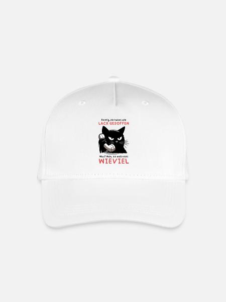 Lack gesoffen? Wieviel?! – Genervte Telefonkatze - Kinder Bio Basecap - Weiß