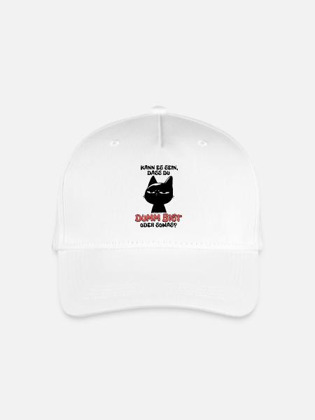 Kann es sein dass du dumm bist? - Schwarze Katze - Kinder Bio Basecap - Weiß