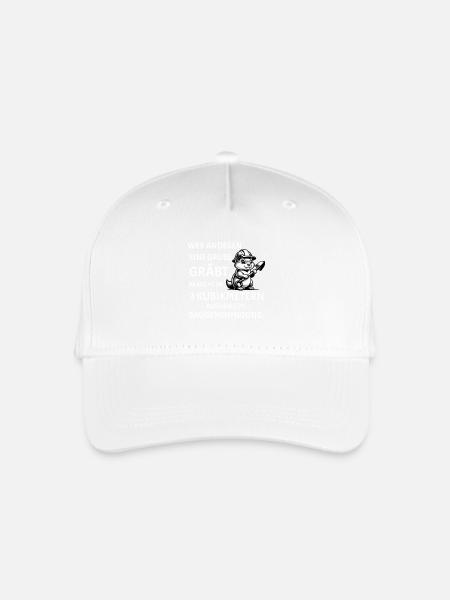 Wer anderen eine Grube gräbt - Lustiges Bau Spruch - Kinder Bio Basecap - Weiß