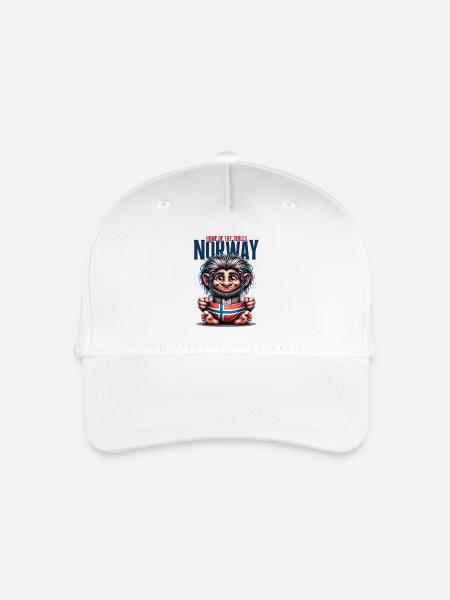 Norwegischer Troll mit Flagge - Kinder Bio Basecap - Weiß