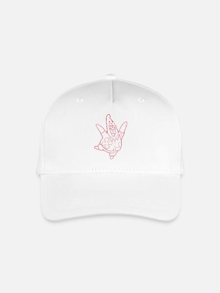 The Patrick Star Show Outline Design In Rot - Kinder Bio Basecap - Weiß
